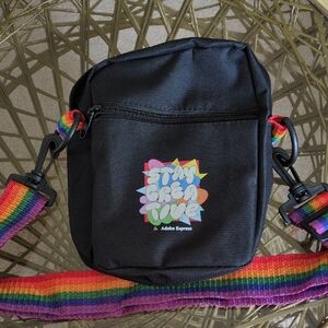 Express Black Belt Bag with Rainbow Strap